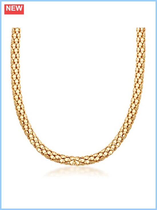 Other - 18K Gold Plated Popcorn Mesh Chain Necklace Spring Ring